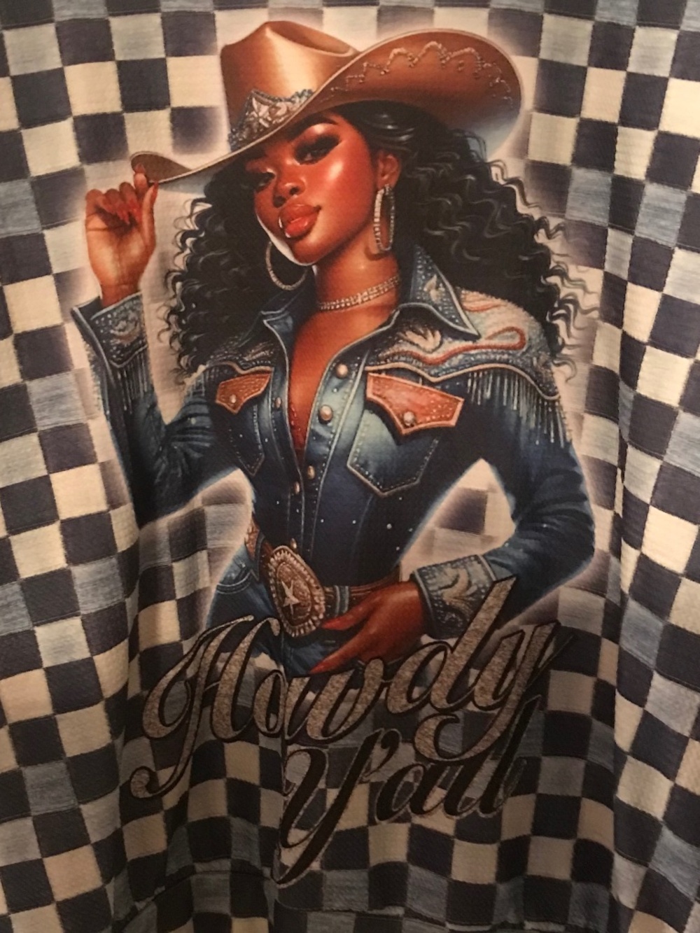 Women’s denim blues and beige fashion trendy shirt.